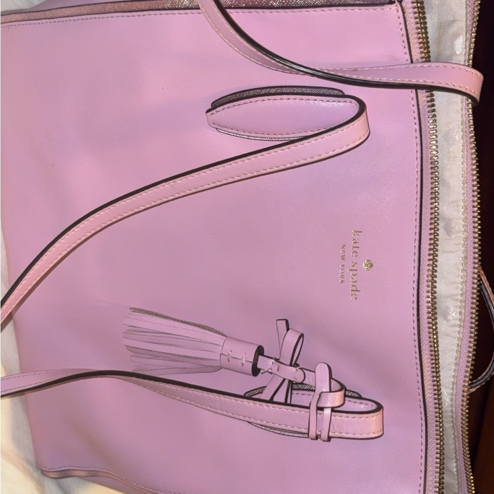 Kate Spade Pink Leather Tote Bag with Tassel